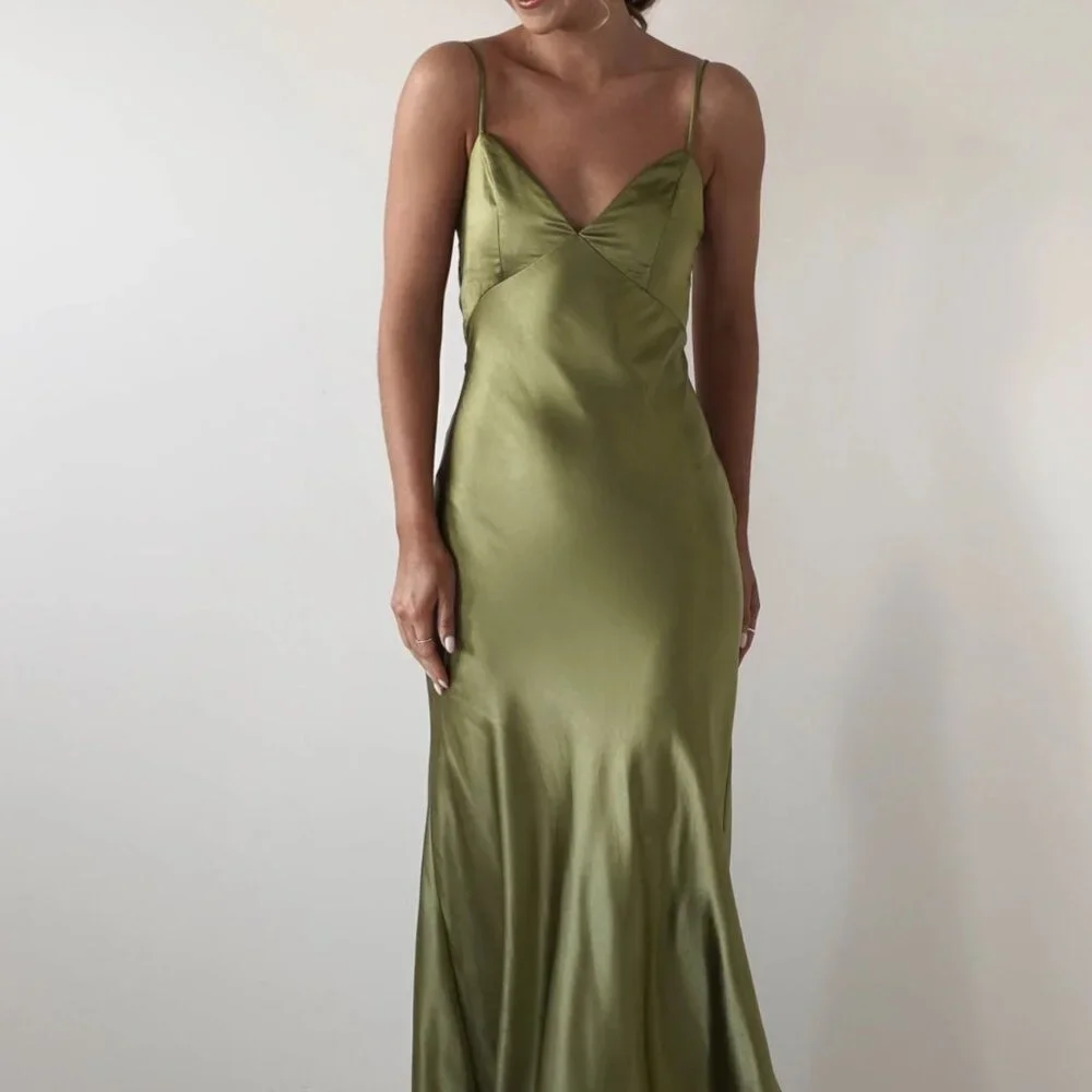 Satin Backless Cami Dress | New Sheath Sleeveless Formal Tied Dress